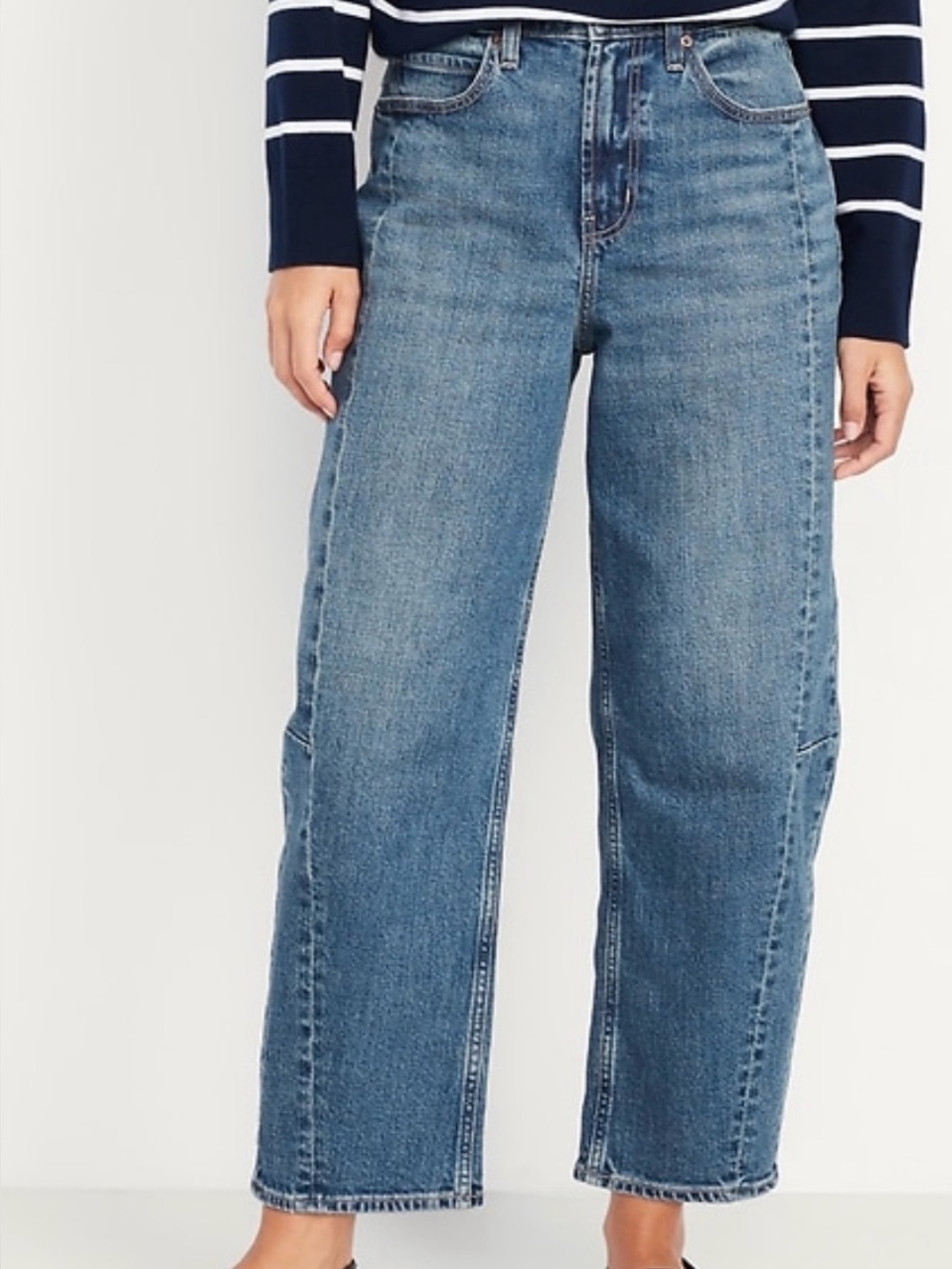 High-Waist Barrel Ankle Jeans